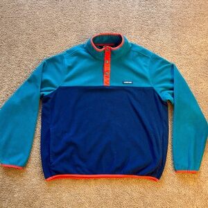 Lands' End Teal and Navy Fleece with Orange Trim